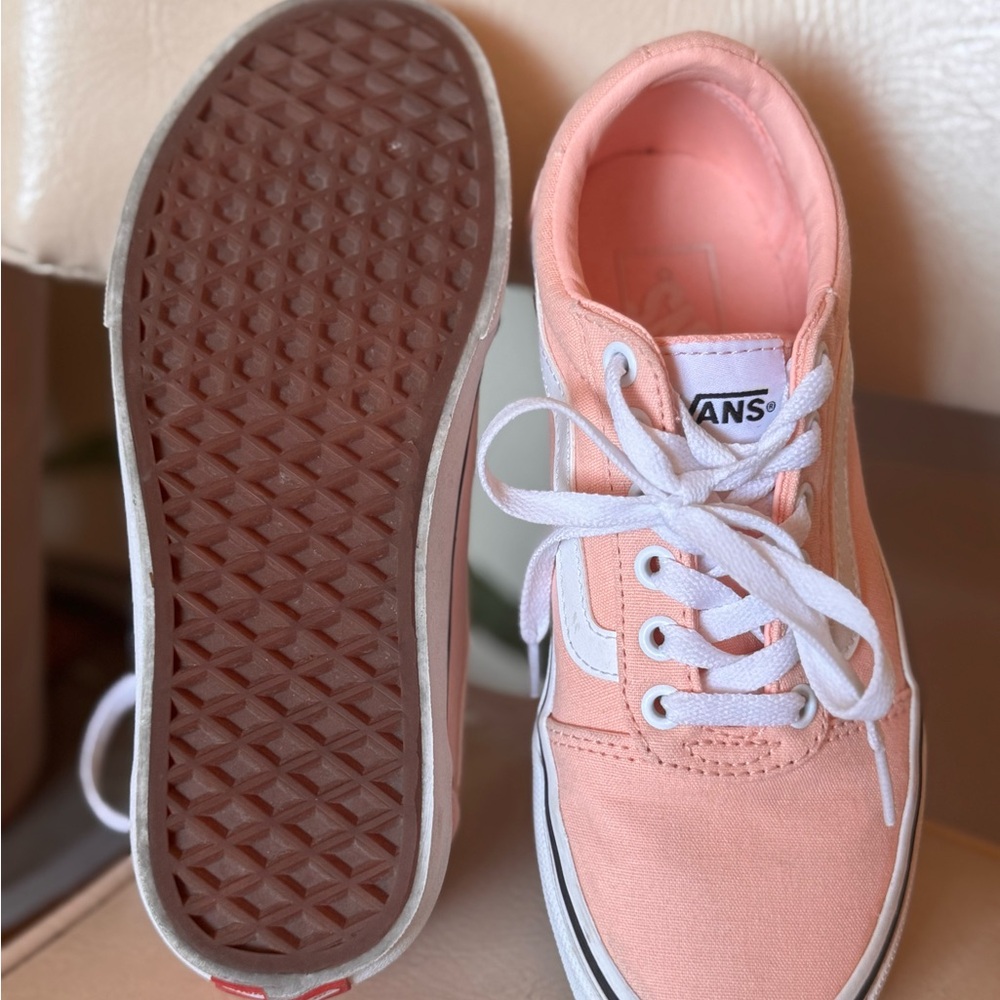 Vans Peach Canvas Sneakers with White Accents - Size 6 Women’s